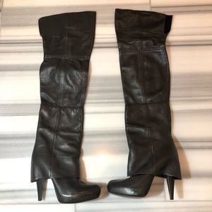 Report Signature thigh high leather Zip Boots
